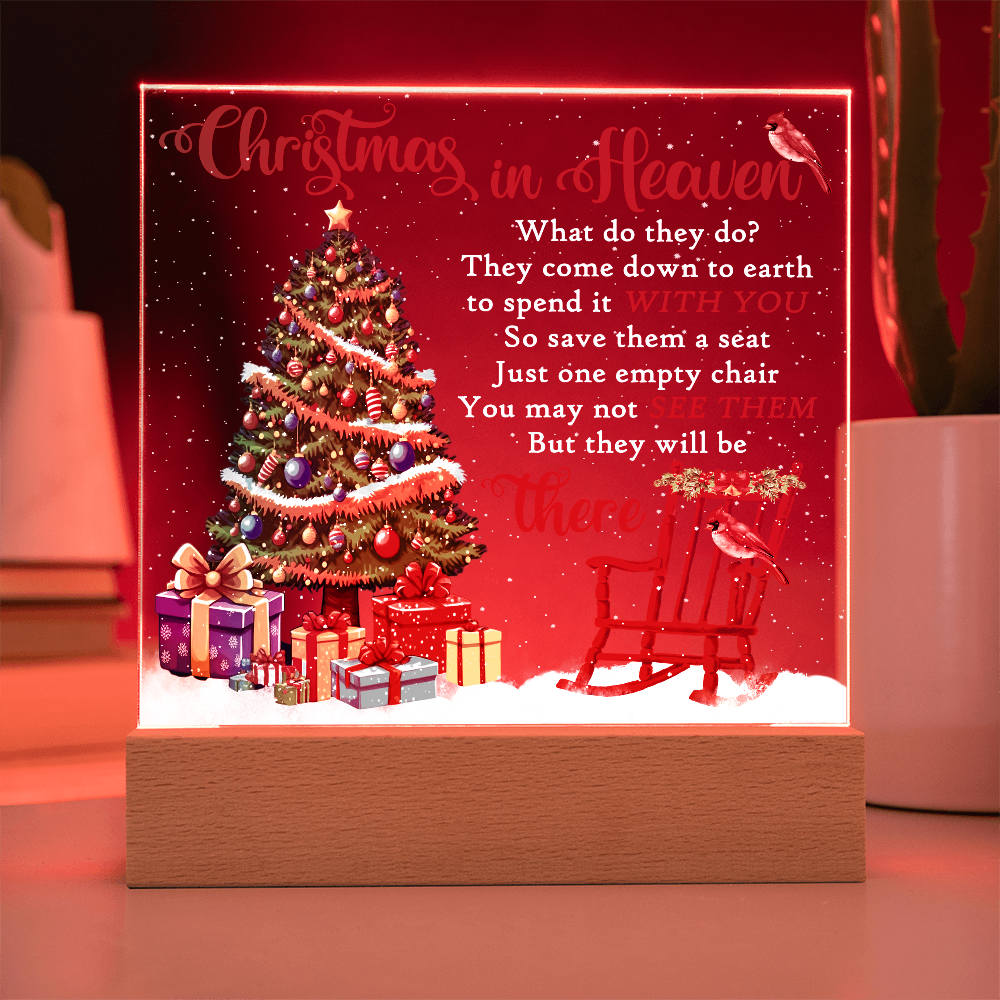 Christmas in Heaven Acrylic Plaque – Memorial LED Light Display | Comforting Holiday Remembrance Gift