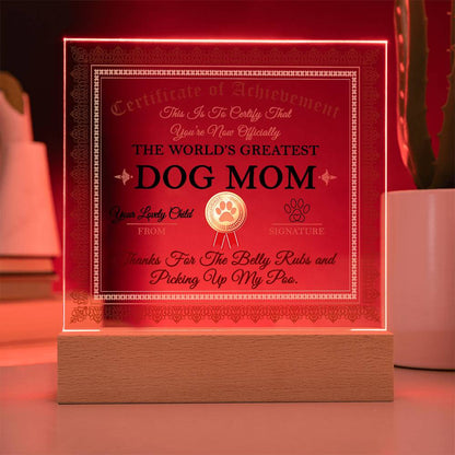 Dog Mom Certificate of Achievement - Mallard Moon Gift Shop