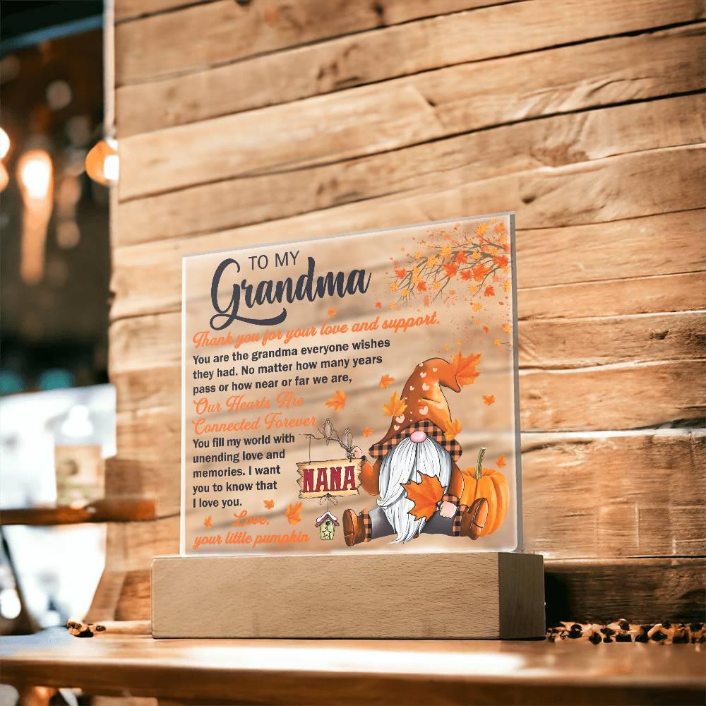 Grandma - Thank You for Your Love And Support Acrylic Square Plaque with LED Wooden Base - Mallard Moon Gift Shop