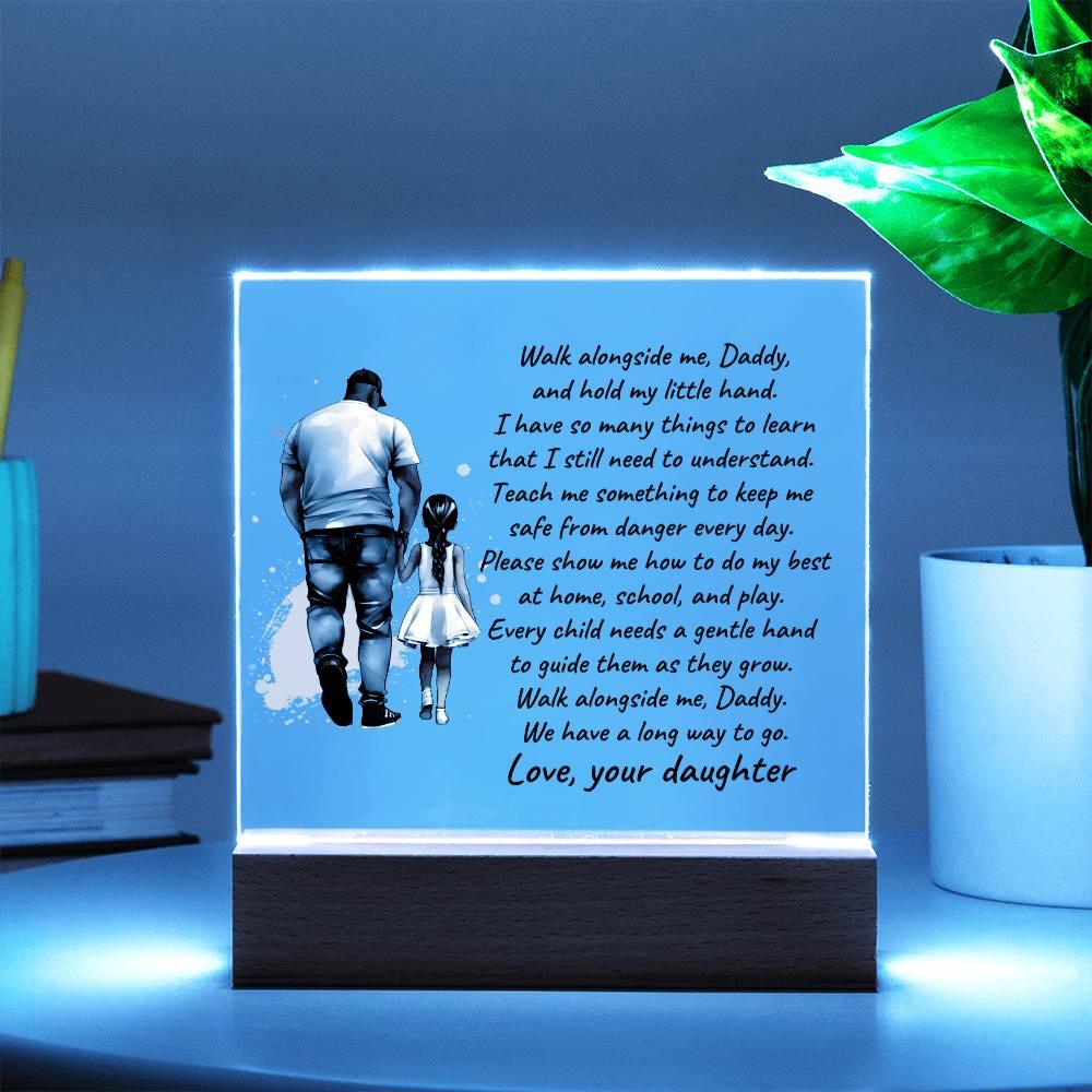 Black Father and Daughter Walk with Me Daddy Personalized Acrylic Plaque - Mallard Moon Gift Shop