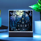 Ghoulish Mansion: Halloween Acrylic Plaque Spooky Haunted House Table-top Decor