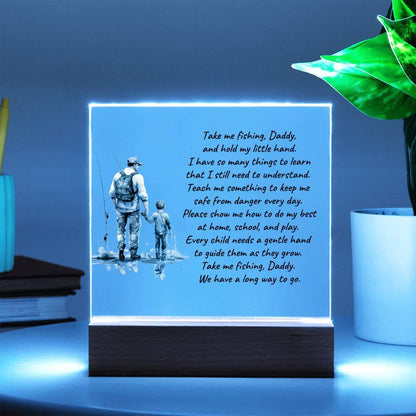 Father and Son Take me Fishing Daddy Personalized Acrylic Plaque - Mallard Moon Gift Shop