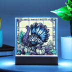 Thanksgiving Turkey Stained-glass Acrylic Square LED Lighted Wooden Base
