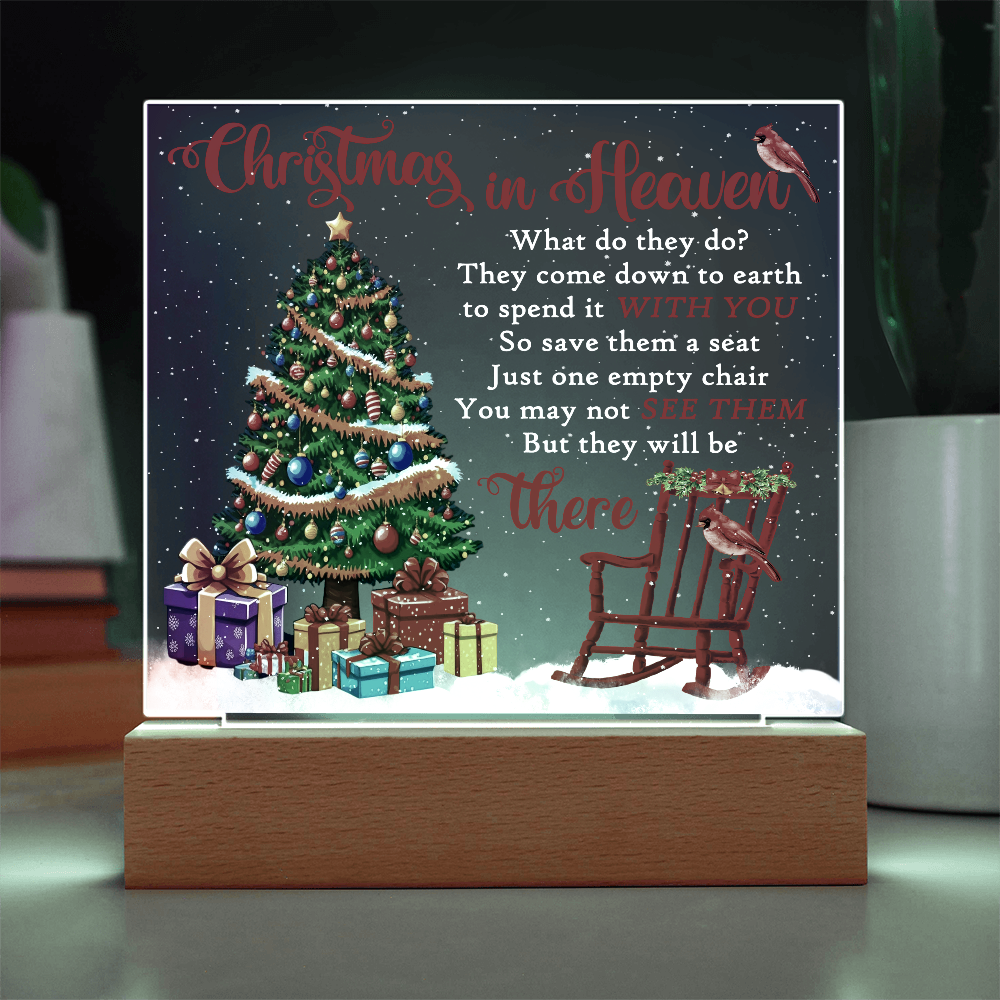 Christmas in Heaven Acrylic Plaque – Memorial LED Light Display | Comforting Holiday Remembrance Gift