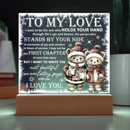 To My Love Acrylic Plaque – Romantic Winter Bears LED Light Gift | Christmas Love Keepsake for Him or Her