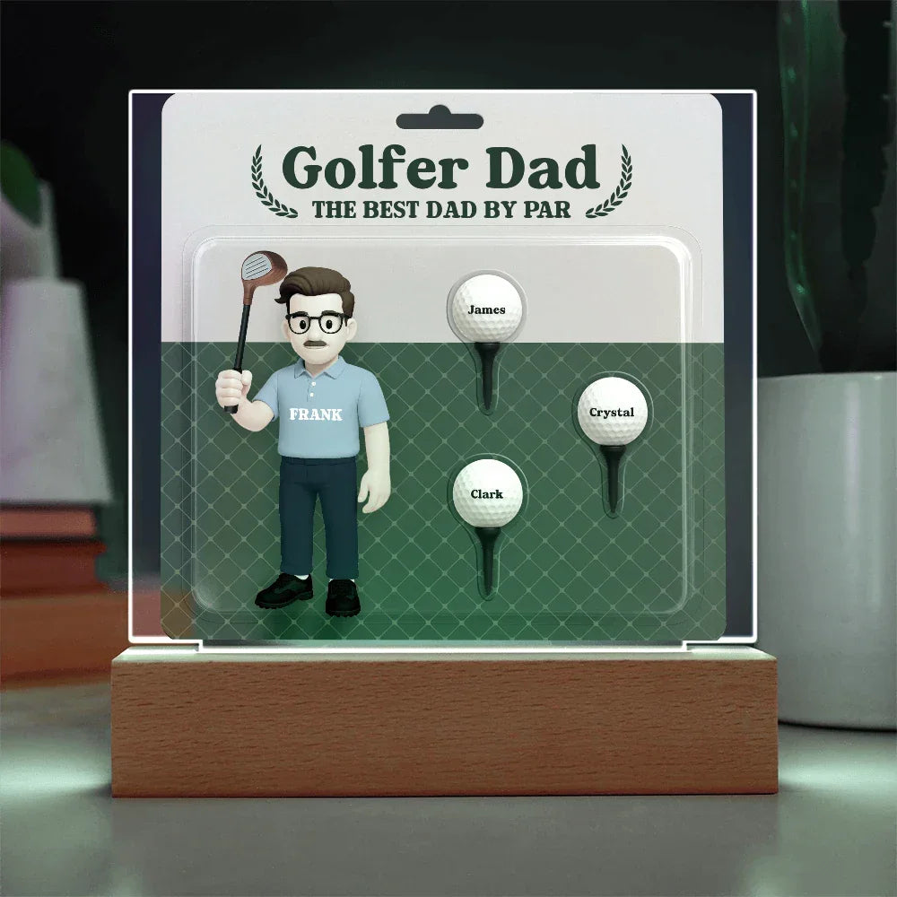 Golfer Dad Personalized Gift Plaque – Custom Golf Balls with Kids' Names – “The Best Dad by Par” Father's Day Gift from Children