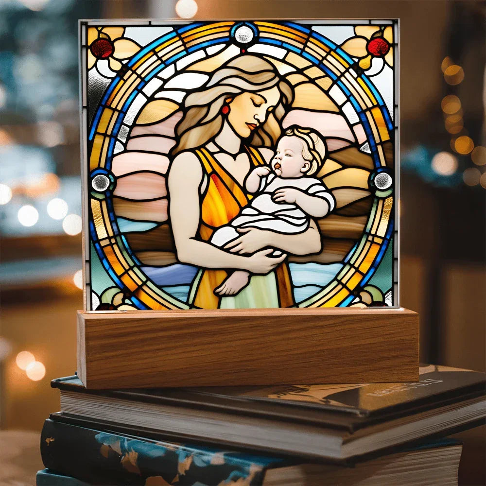 Guided by Love Stained Glass-Style LED Acrylic Plaque – A Beautiful Mother's Day or New Mom Baby Shower Gift