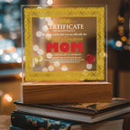 World's Greatest Mom Personalized Certificate – LED Acrylic Plaque Gift for Mother's Day