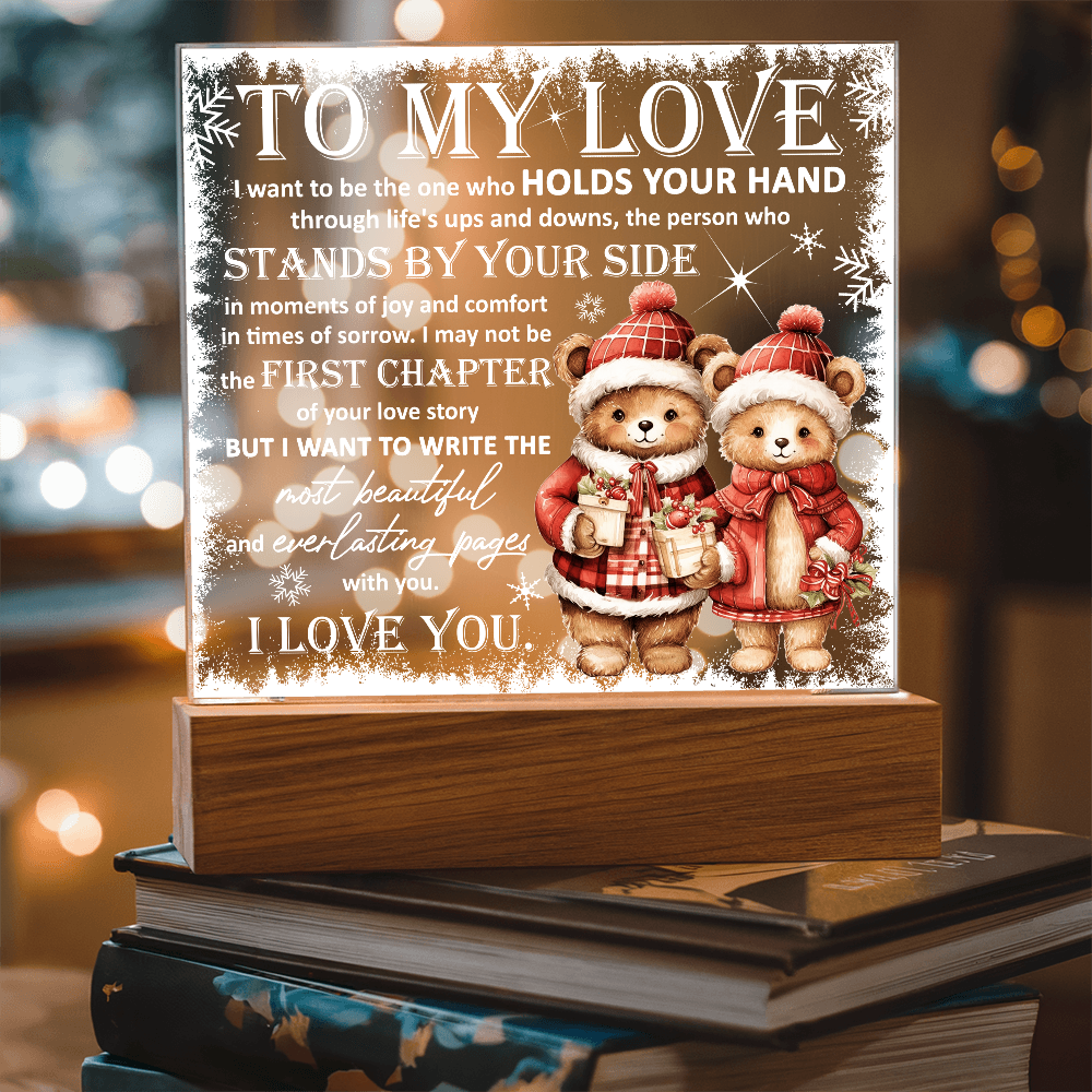 To My Love Acrylic Plaque – Romantic Winter Bears LED Light Gift | Christmas Love Keepsake for Him or Her