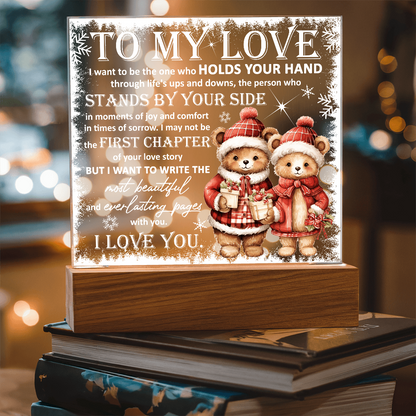 To My Love Acrylic Plaque – Romantic Winter Bears LED Light Gift | Christmas Love Keepsake for Him or Her