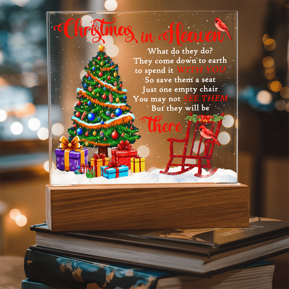 Christmas in Heaven Acrylic Plaque – Memorial LED Light Display | Comforting Holiday Remembrance Gift