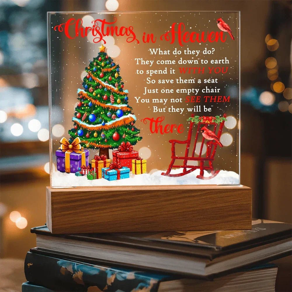Christmas in Heaven Acrylic Plaque – Memorial LED Light Display | Comforting Holiday Remembrance Gift