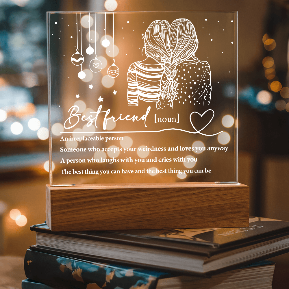 Best Friend Definition Acrylic Plaque – Friendship LED Light Gift | Thoughtful Christmas, Birthday Present for Bestie, Sister, or Soulmate