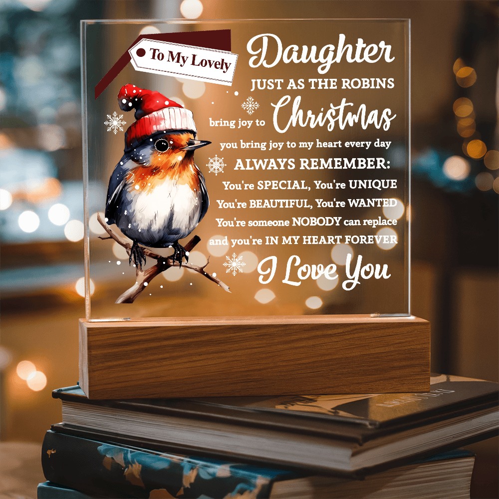 To My Lovely Daughter Robin Acrylic Plaque – Christmas LED Light Gift from Mom or Dad | Heartfelt Holiday Keepsake