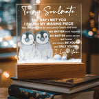 Soulmate Acrylic Plaque – Penguin Couple LED Light Gift | Romantic “You Complete Me” Christmas Keepsake