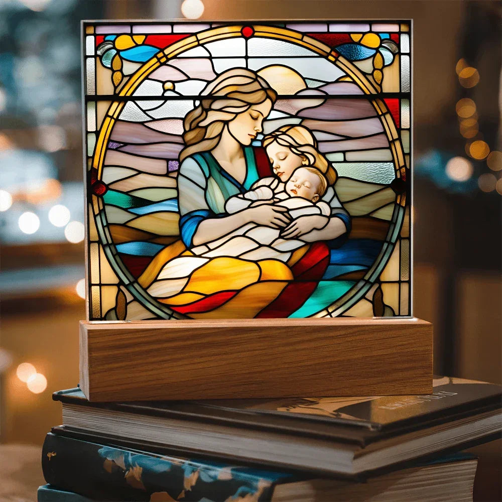 A Mother's Love" LED Acrylic Plaque – A Heartwarming Gift for Mother's Day, Baby Showers, or New Baby Arrival