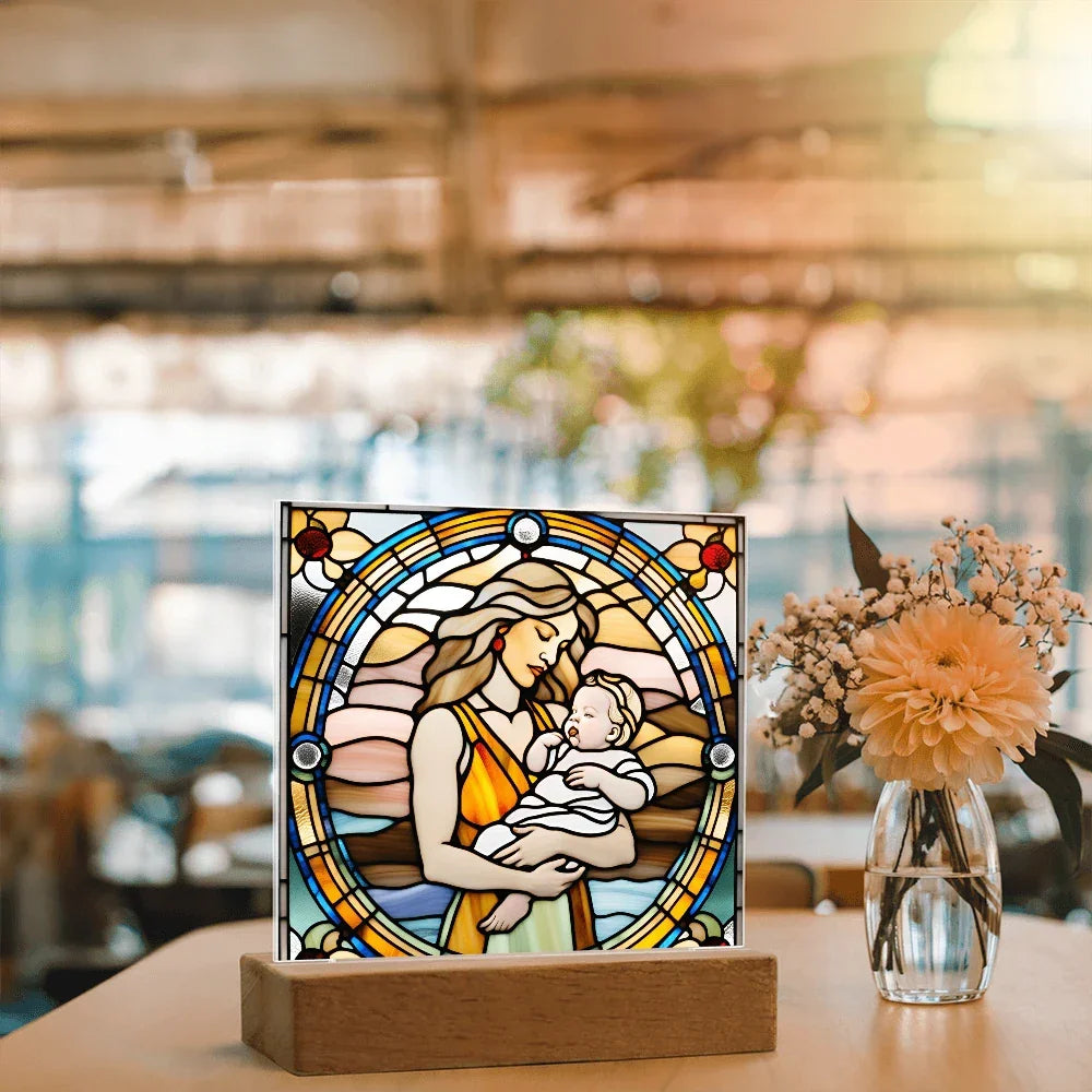 Guided by Love Stained Glass-Style LED Acrylic Plaque – A Beautiful Mother's Day or New Mom Baby Shower Gift