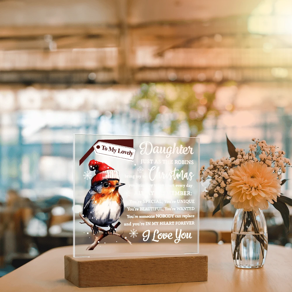 To My Lovely Daughter Robin Acrylic Plaque – Christmas LED Light Gift from Mom or Dad | Heartfelt Holiday Keepsake