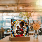 Black Mother and Baby Stained Glass Style LED Acrylic Plaque – A Powerful Tribute for New Moms and Mother's Day