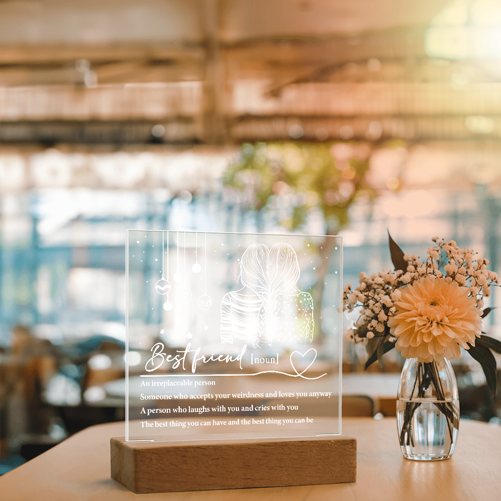 Best Friend Definition Acrylic Plaque – Friendship LED Light Gift | Thoughtful Christmas, Birthday Present for Bestie, Sister, or Soulmate