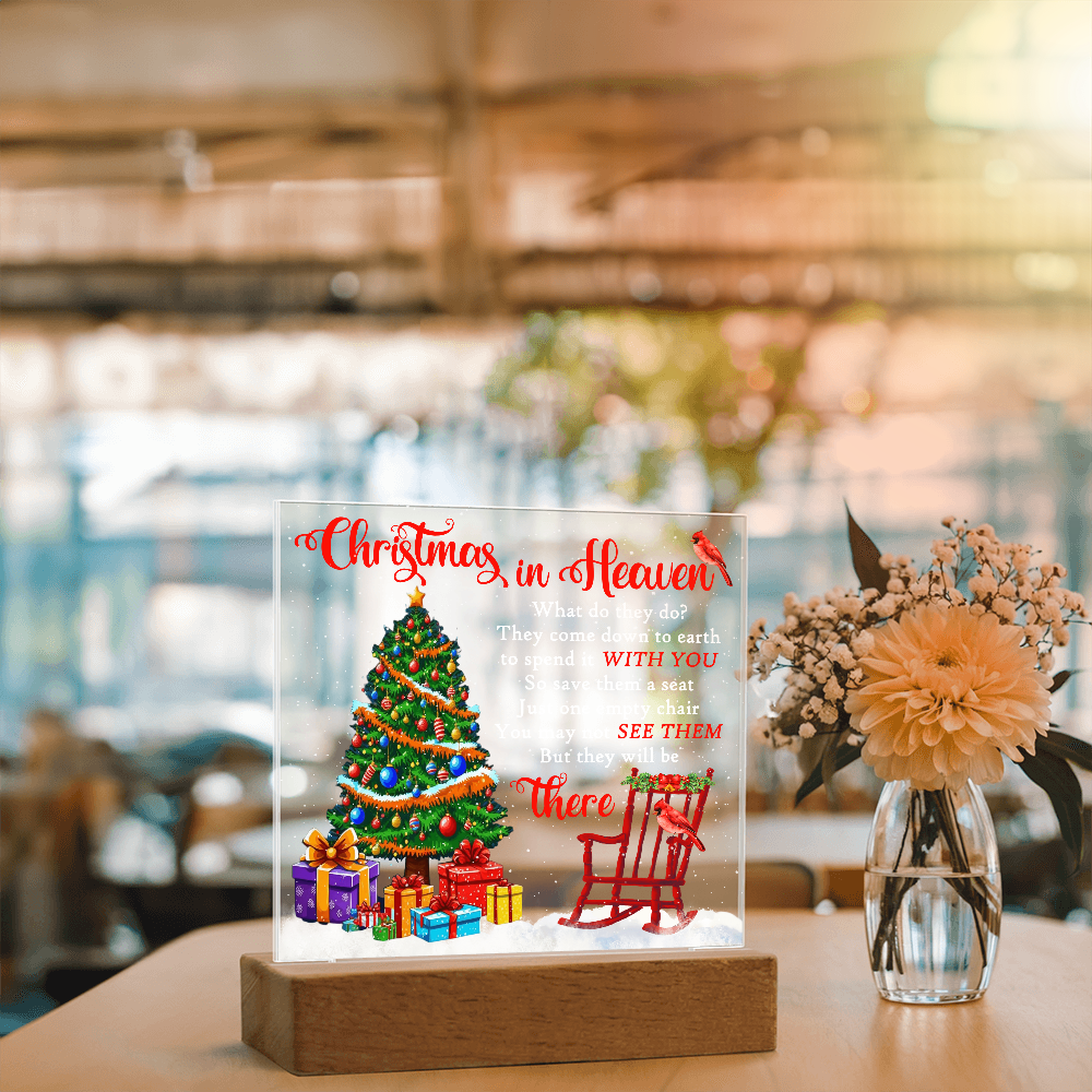 Christmas in Heaven Acrylic Plaque – Memorial LED Light Display | Comforting Holiday Remembrance Gift