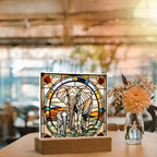 Elephant Mother and Baby Calf - Stained Glass Style LED Acrylic Plaque – A Symbol of Strength, Love, and Family