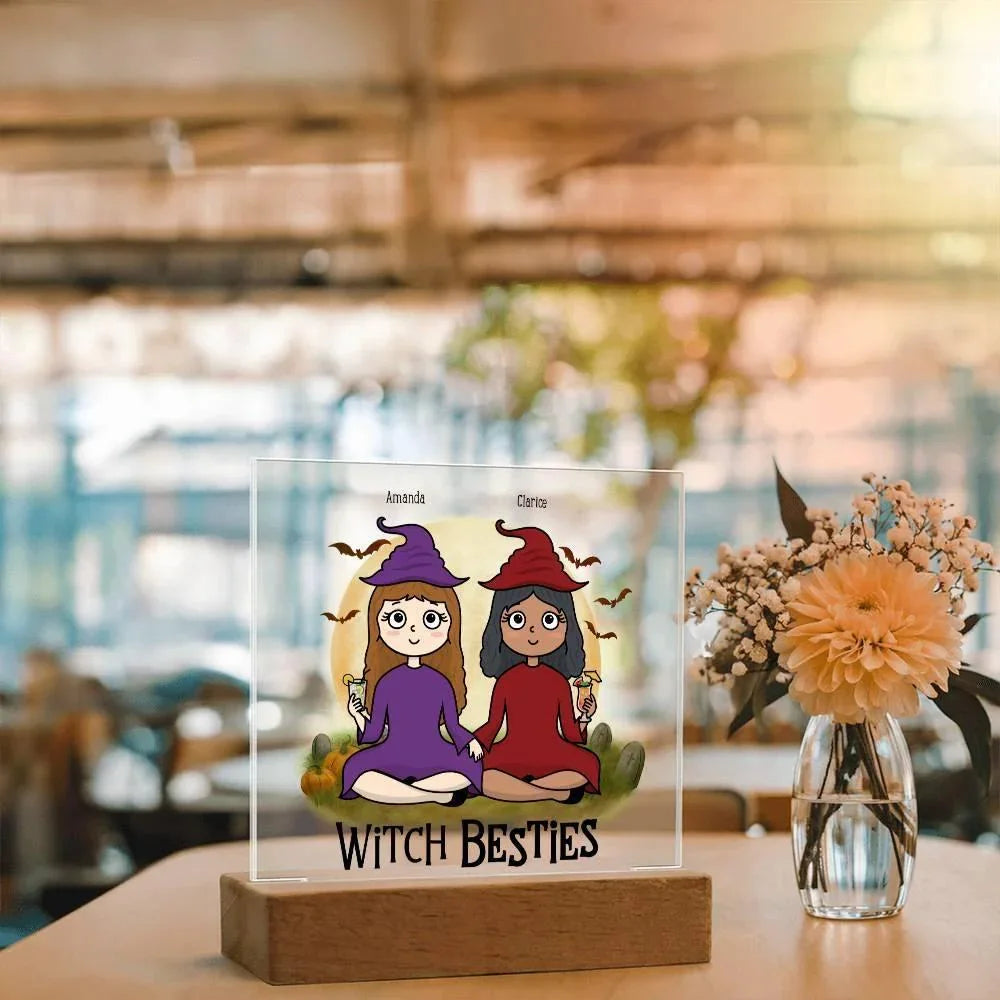 Witch Besties Personalized Best Friends Halloween Acrylic Plaque