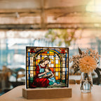 Mother and Child Reading Together Stained-Glass Style LED Acrylic Plaque – A Heartfelt Gift for Moms and Book-Loving Families