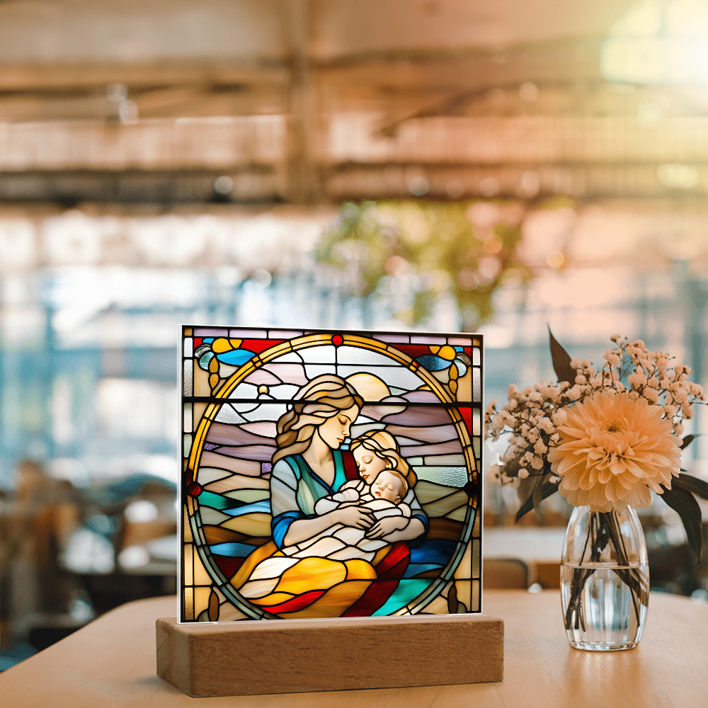 A Mother's Love" LED Acrylic Plaque – A Heartwarming Gift for Mother's Day, Baby Showers, or New Baby Arrival - Mallard Moon Gift Shop