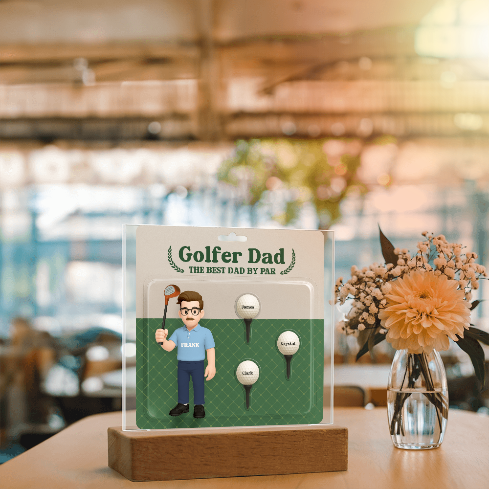 Golfer Dad Personalized Gift Plaque – Custom Golf Balls with Kids' Names – “The Best Dad by Par” Father's Day Gift from Children - Mallard Moon Gift Shop