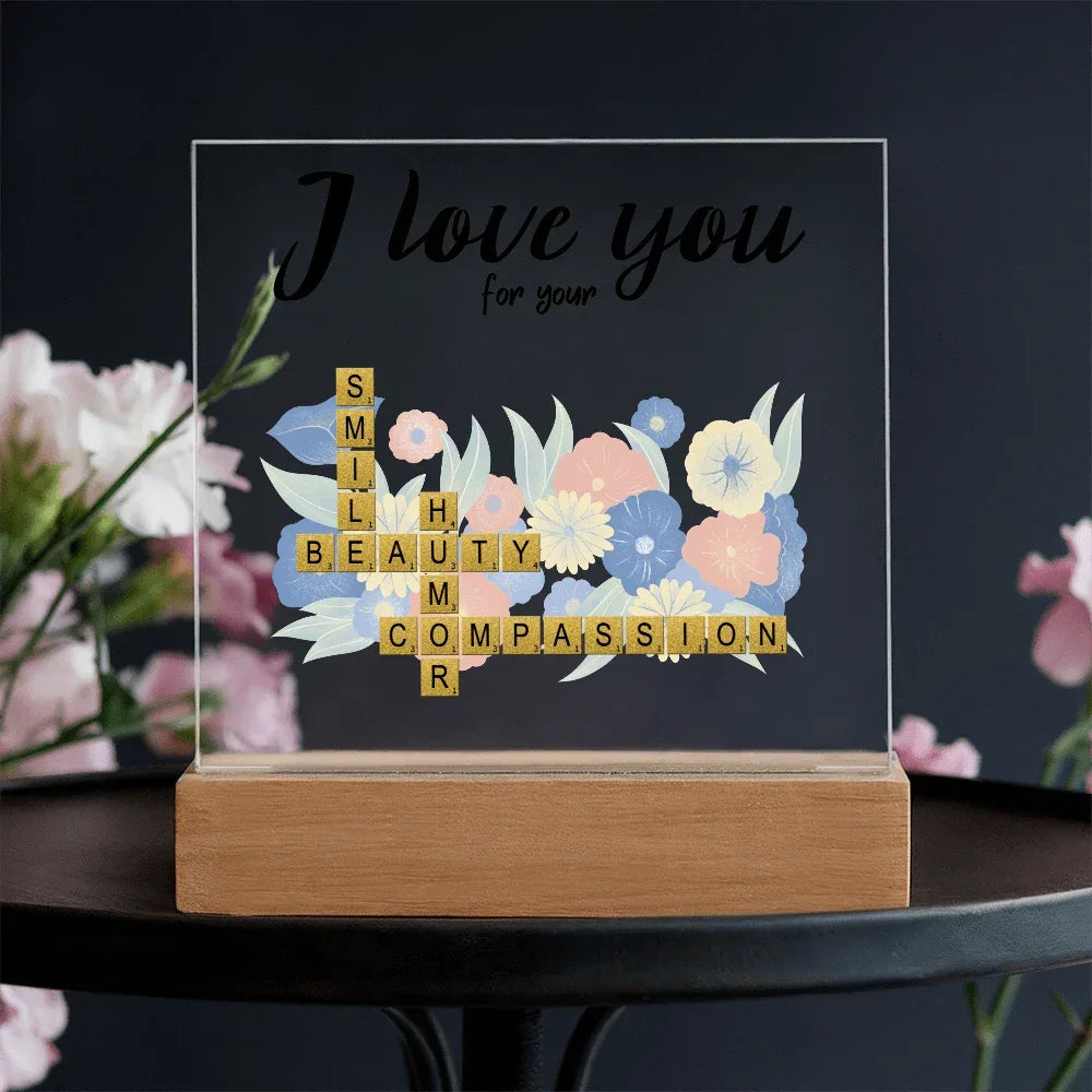 Personalized Crossword Puzzle Acrylic Plaque - Valentine's Day, Anniversary, Birthday Gift for Soulmates