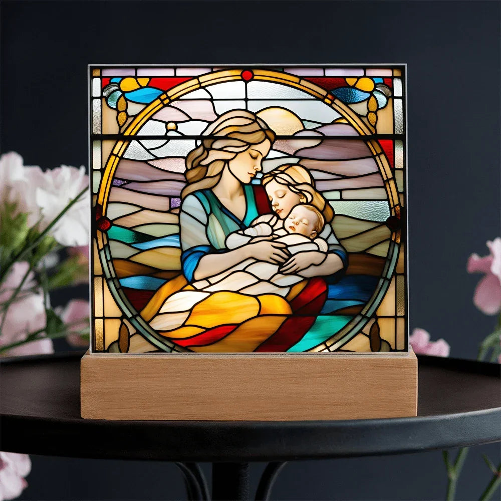 A Mother's Love" LED Acrylic Plaque – A Heartwarming Gift for Mother's Day, Baby Showers, or New Baby Arrival