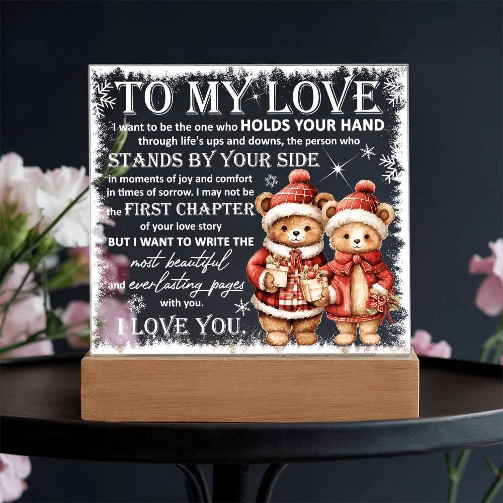 To My Love Acrylic Plaque – Romantic Winter Bears LED Light Gift | Christmas Love Keepsake for Him or Her