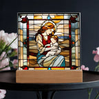 Redhead Mother and Baby - Stained Glass Style LED Acrylic Plaque – A Radiant Keepsake for New Moms and Mother's Day