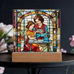 Sewing Together - Stained Glass Style LED Acrylic Plaque – A Heartfelt Gift for Quilters, Crafters, and Mothers