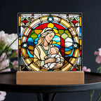 Forever Cradled Stained Glass Style LED Acrylic Plaque – A Touching Tribute for New Moms and Baby Celebrations