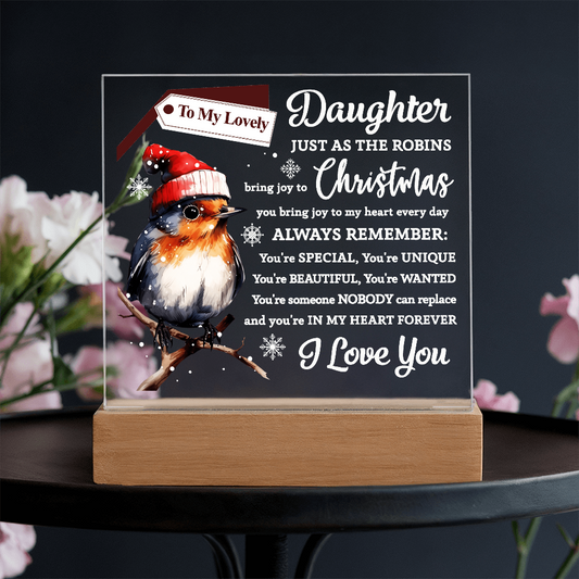 To My Lovely Daughter Robin Acrylic Plaque – Christmas LED Light Gift from Mom or Dad | Heartfelt Holiday Keepsake
