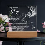 To My Beautiful Mom - Personalized LED Lighted Acrylic Plaque Keepsake - The Greatest Gift