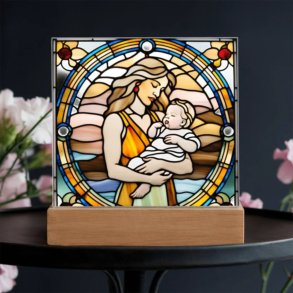 Guided by Love Stained Glass-Style LED Acrylic Plaque – A Beautiful Mother's Day or New Mom Baby Shower Gift
