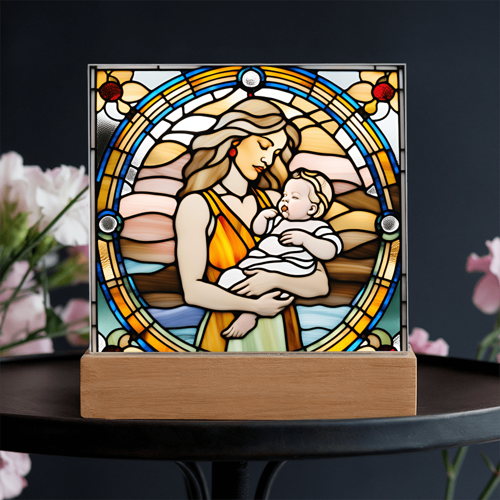 Guided by Love Stained Glass-Style LED Acrylic Plaque – A Beautiful Mother's Day or New Mom Baby Shower Gift - Mallard Moon Gift Shop