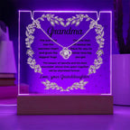 Grandmother - Biggest Hugs, The Keeper of Secrets - Keepsake Acrylic Plaque with Love Knot Necklace