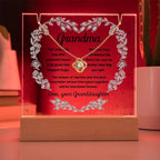 Grandmother - Biggest Hugs, The Keeper of Secrets - Keepsake Acrylic Plaque with Love Knot Necklace