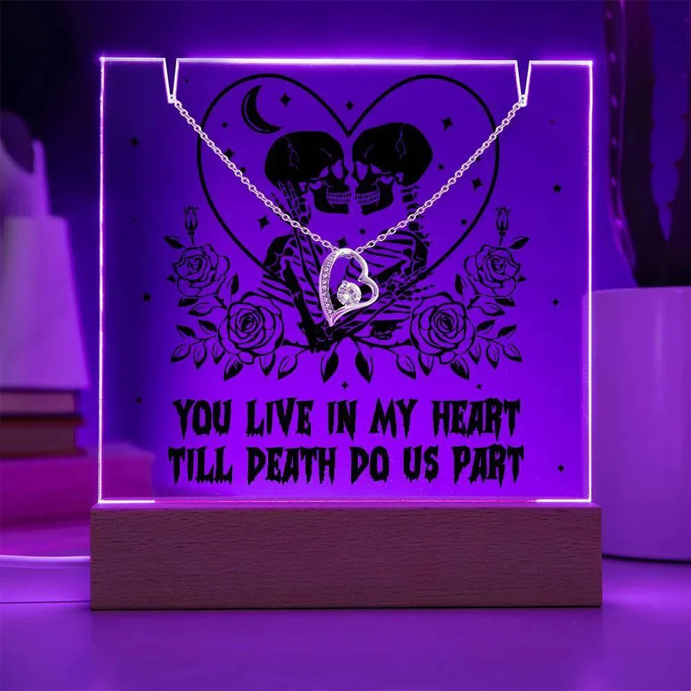 Gift for Soulmate, Wife - You live in my Heart till Death Do Us Part - Forever Love Necklace with Acrylic Plaque