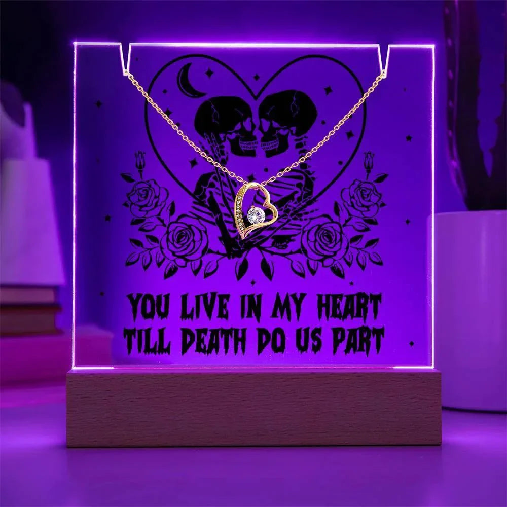 Gift for Soulmate, Wife - You live in my Heart till Death Do Us Part - Forever Love Necklace with Acrylic Plaque