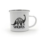 Mommy Saurus Camping Mug – Funny Dinosaur Gift for Mom – Enamel-Coated Stainless Steel Travel Cup