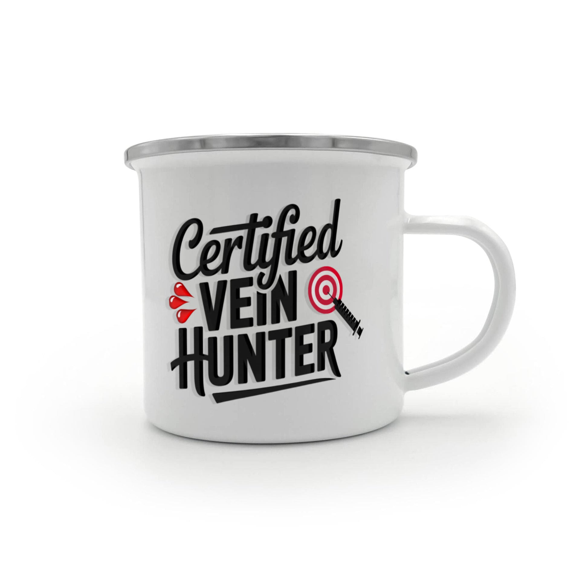 Certified Vein Hunter Camping Mug – Funny Phlebotomist Gift for Lab Techs, Nurses & Healthcare Workers - Mallard Moon Gift Shop