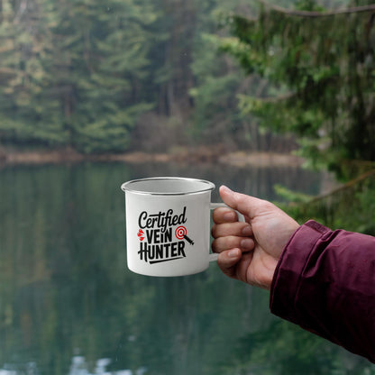 Certified Vein Hunter Camping Mug – Funny Phlebotomist Gift for Lab Techs, Nurses & Healthcare Workers - Mallard Moon Gift Shop
