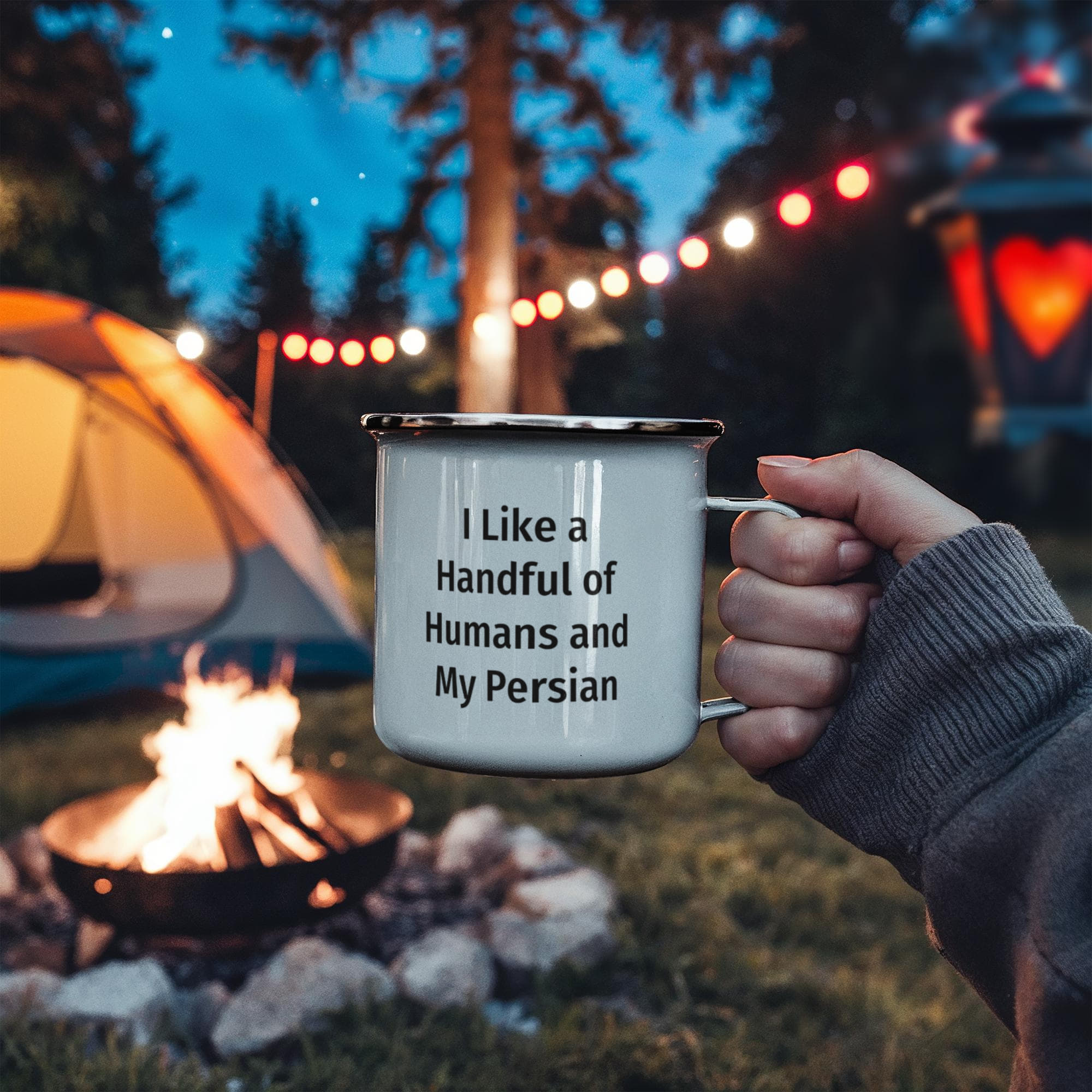 Funny Persian Cat Lover Camper Mug Gift - I Like a Handful of Humans and My Persian
