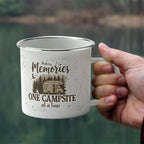 Making Memories One Campsite at a Time Enamel Camping Mug – RV Camper Coffee Cup for Travelers, Campers, Outdoor Adventurers & Road Trips