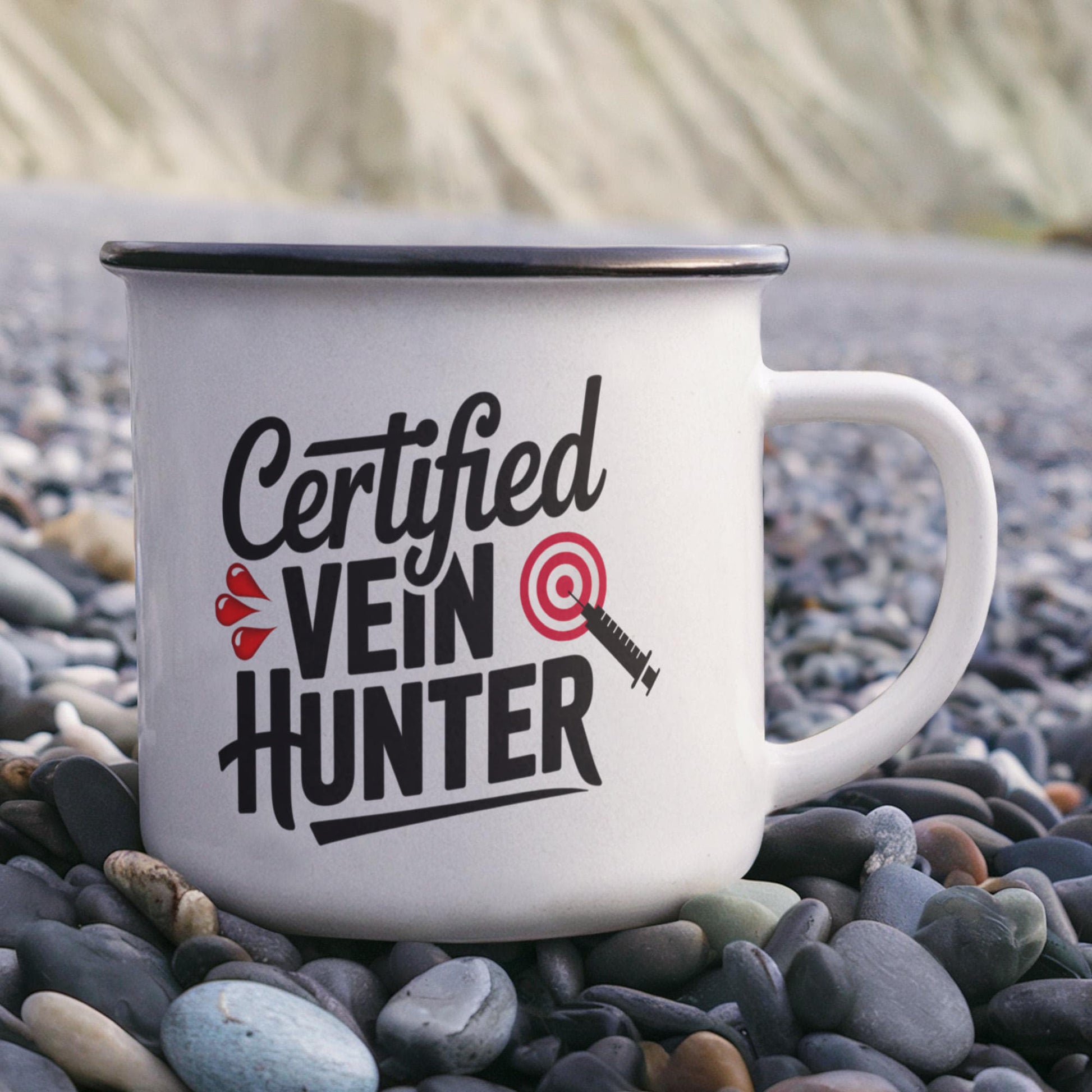 Certified Vein Hunter Camping Mug – Funny Phlebotomist Gift for Lab Techs, Nurses & Healthcare Workers - Mallard Moon Gift Shop